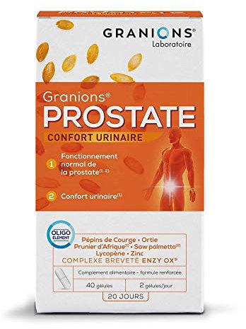 GRANIONS| Prostate | Contribue au bon fonctionnement de la prostate | Pépins de Courge, Ortie, Prunier d’Afrique | Formule brevetée et renforcée | Marque Française | 60 Gélules