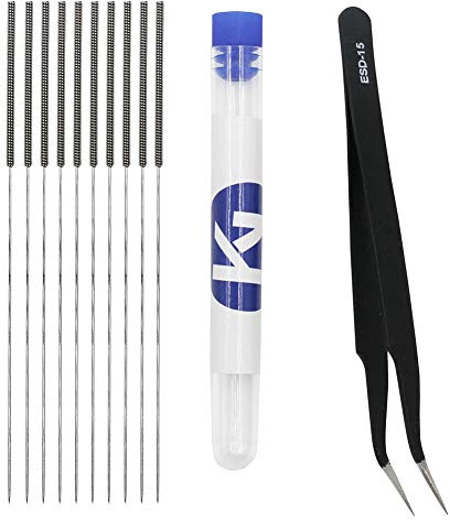 KeeYees 10 Pièces 0,4mm Aiguilles Nettoyage de Buse Imprimante 3D en Acier Inoxydable avec Pincette