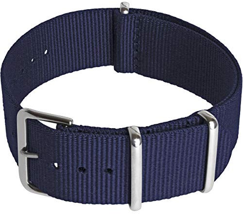 CampTeck U6944 - Nylon Replacement Military Watch Strap (Widths 18|20|22|24mm) with Stainless Steel Pin Buckle for Spring Bar Watches - Navy - 20mm