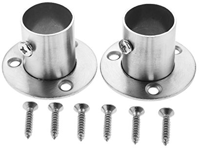 2 Stück Flansch aus Edelstahl Rohrhalterung Kleiderstange Halterung Kleiderstangenhalter 22mm für Schrank Rund Schrankrohrlager mit Schrauben