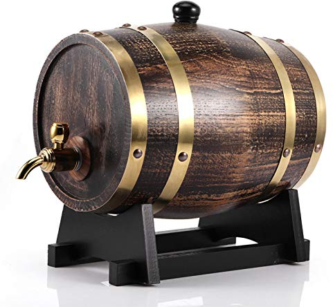 ciciglow Barril de Vino, 3L Estilo Retro Madera de Roble 3L Barril de Vino de Madera para Vino Brandy Whisky Barril de Barril