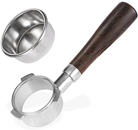 54mm Bottomless Portafilter with Double Shot Filter Basket & Wood Handle for Breville Barista Express Impress, Barista Touch Impress, Barista Pro, Infuser, Duo-Tem Pro, Bambino Plus Espresso Machine