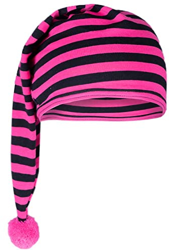 Goldschmidt Kostüme Zipfelmütze Ringel aus Baumwolle | Ringelmütze Schlafmütze für Kinder & Erwachsene | Mütze gestreift Fasching Karneval (pink schwarz | Einheitsgröße für Erwachsene)