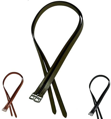 Majestic Ally äkta läder engelska stigbygelläder, perfekt för skola och daglig användning (förpackning med 2) (brun, 152 cm)