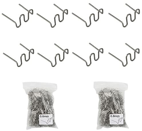 Gad2go 1000 Pieces Hot Staples Welding Staples 0.6mm 0.8mm Plastic Welding Rods for Car Auto Bumper Machine Repair Welding Wire Welding Nails (500 x 0.6mm,500 x 0.8mm)