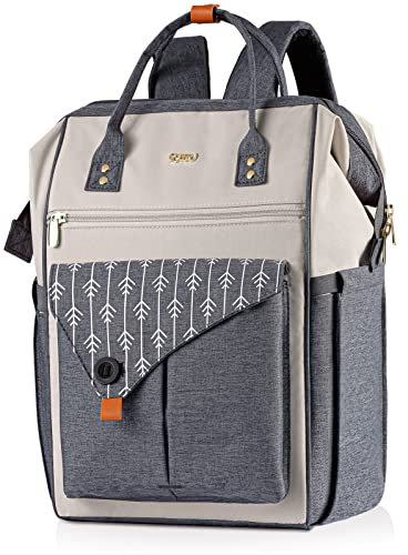 Rucksack Damen - Schulrucksack, Laptop Rucksack 15,6 Zoll, Daypacks Wasserdicht mit USB-Ladeanschluss und Tablet-Fach für Universität, Reisen, Business und Arbeit - Geeignet für Frauen