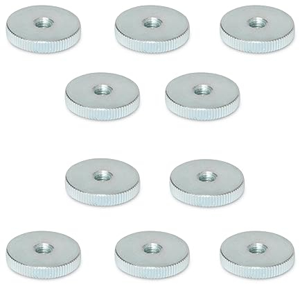 Ganter Normelemente Dadi zigrinati piatti | Dadi zigrinati (forma bassa) | DIN 467-M5-ZB | 10 pezzi | acciaio zincato | Filettatura: M5