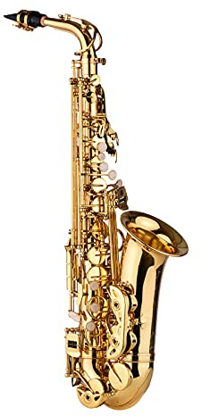HUIOP AS100 Sassofono contralto in Mib Ottone laccato Sax contralto Strumento a fiato con custodia per il trasporto Guanti Cinghie Panno per pulizia Spazzola