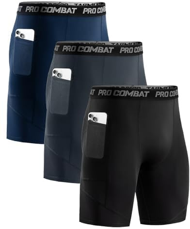 Niksa Kompressionsshorts i 1- eller 3-pack, herr, sportkalsonger, snabbtorkande löparbyxor, korta, med mobiltelefonficka