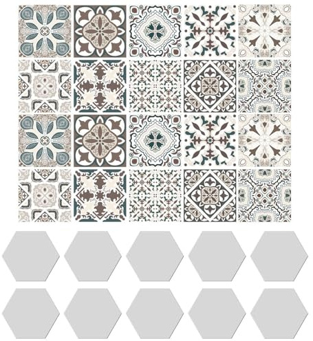 CVDYWDJIE 20 Pegatinas para Azulejos, 10 Pegatinas Hexagonales para Espejo, Pegatinas Autoadhesivas para Pared, Pegatinas para Azulejos De Baño Y Cocina, Decoración del Hogar