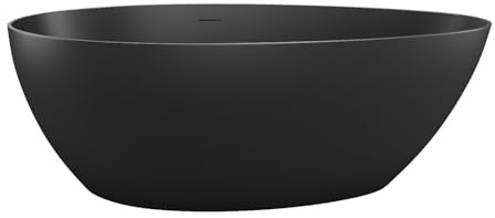 Vente-unique -BaÒera independiente asimÈtrica 245 litros 160 x 82 x 58 cm Negro mate AcrÌlico - APULIA