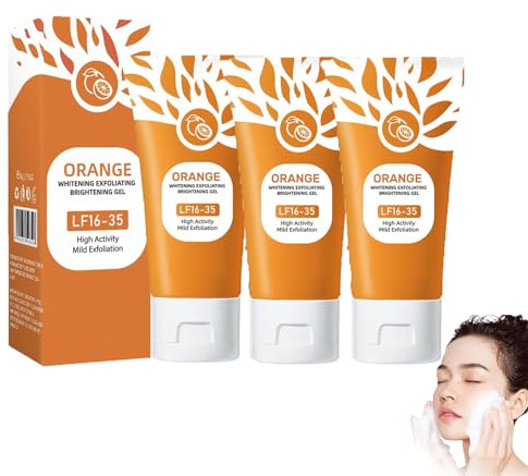 Naturlig apelsin peeling gel, orange exfolierande blekningsgel, peeling gel för ansikte och kropp, djuprengöring och mild hudvård (3, PC)