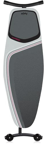 Minky MaxiPro Ironing Board, 135 x 46 Extra Wide Ironing Surface, Iron Board with Adjustable Height up to 97cm, Non Slip Feet with Wheels, Foldable