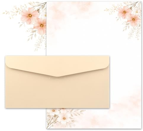 30 Pcs Floral Letter Writing Set for Thank You Letters and Invitations | Elegant Letter Writing Paper Envelopes Set, 20 Writing Paper,10 Elegant DL Envelopes, for Wedding Birthdays,Christmas