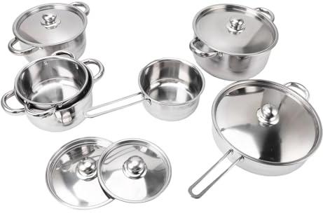 Hamwesh 6st Grytor och Kastruller i Rostfritt Stål, Induktionskokkärl med Nonstick, Design med Ett Handtag, Soppkanna med Dubbla öron, Multifunktionell Köksmatlagning, med Glaslock, för Alla