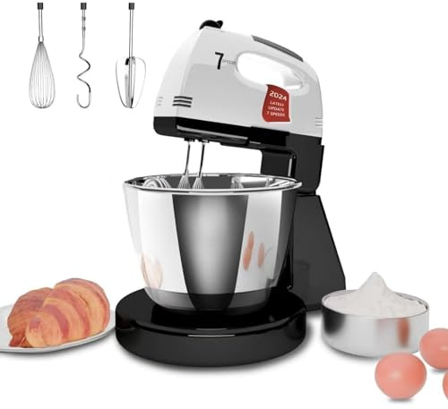 Stativ mixer handmixer kök elektrisk med rostfritt stål skål 7 hastigheter med degkrok visp blanda visp för bakning kaka knådning