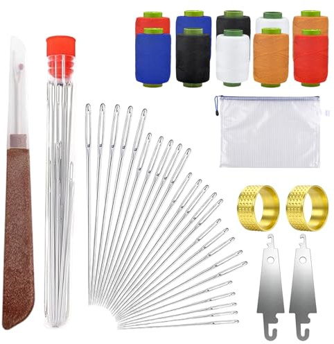 41 Pezzi Set Di Strumenti da Cucito,Aghi in Acciaio,5 Tipi di Aghi per Cucire a Mano 10 Rocchetti Di Filo,2 Infila Ago,2 Ditale e 1 Borsa Portaoggetti,per Principianti,Viaggiatore