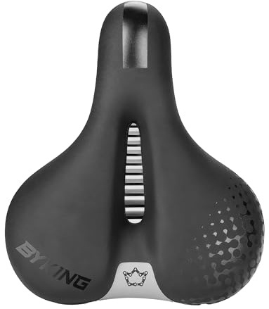 BYKING Bike Saddle, Wide Padded Bicycle Seat, Soft, Comfortable Cushion for Men & Women, Wide Memory Foam Cycle Seat Replacement