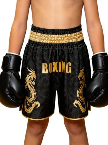 MSemis Niño Calzoncillos Boxeo Shorts Lucha MMA Kickboxing En Jaula Boxer Negro 7-8 años