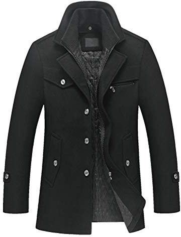 MatchLife, cappotto invernale da uomo, in lana calda, con colletto alto, cappotto corto per uomini in carriera o da indossare nel tempo libero Style4-schwarz-dick L