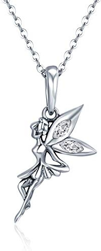 NewL 925 Sterling Silver Flower Fairy Long Necklace Women Pendant Necklace Sterling Silver Jewelry