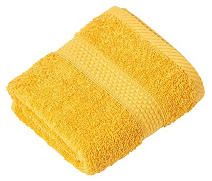 Homescapes gelbes Handtuch aus 100% türkischer Baumwolle mit 500g/qm, Flauschiges Gästehandtuch 50 x 90 cm, Ocker