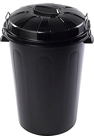 Acan Tradineur - Cubo de basura con tapa y asas metálicas, contenedor de residuos de plástico, papelera, reciclaje, industrial, fabricado en España (Negro, 100 litros, 57 x 74,5 x 52 cm)