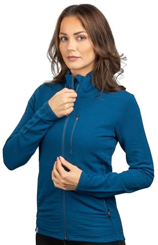 ALPIN LOACKER Merino Jacke Damen 270 g/m² I Merinowolle Fleecejacke atmungsaktiv I Wolljacke für Outdoor und Freizeit, Blau S