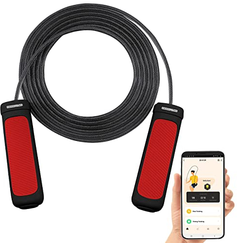 PEARL Sports Sprungseil: Smartes Kugellager-Springseil, Bluetooth, App, Herzfrequenz-& G-Sensor (Fitness-Kugellager-Springseil, mit Herzfrequenzsensor, Anti Rutsch)