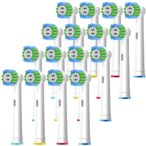 Oral B Compatible Toothbrush Heads, 16pcs MeetSmile Replacement Brush Heads for Most Braun Oral B Electric Toothbrushes, White.