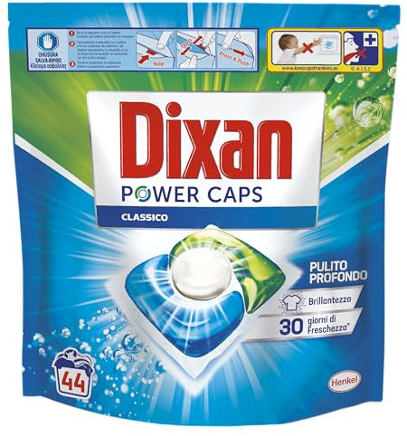Dixan Power Caps Classico, Detersivo Lavatrice in Capsule, Confezione da 44 PZ