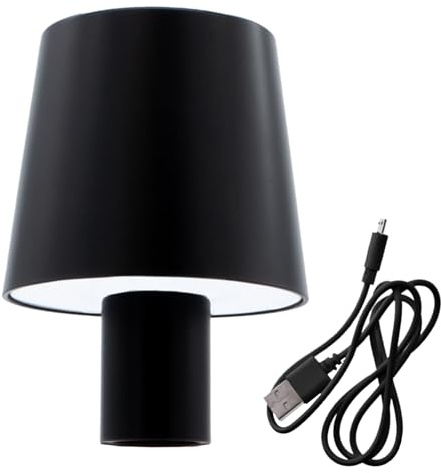 Spetebo Batteri touch-flasklampa 60 LED 14 x 10 cm – svart – flaskljus varm och kall vit för att sätta på flaskor – dekorativ lampa bord dimbar uppladdningsbar för inomhusbruk