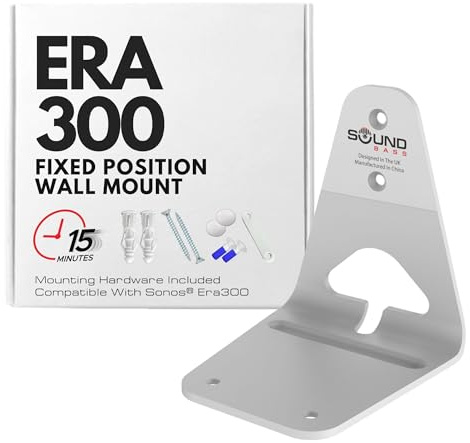 Sound Bass ERA300 Wall Mount Bracket, Low Profile, White, Single Unit, Compatible with Sonos ERA 300 Speaker, Complete with All Fixing Hardware