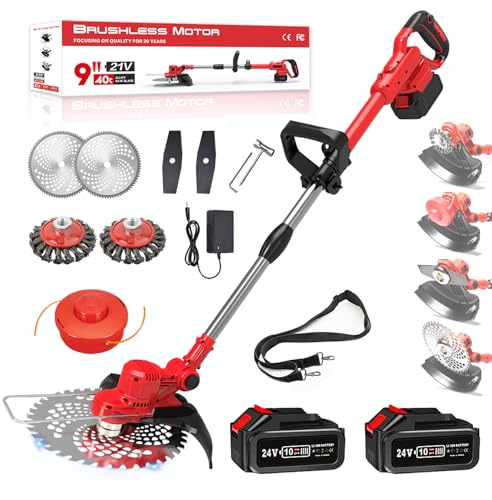SHJICH Rasentrimmer mit Akku, 4-in-1 Multifunktion akku rasentrimmer für Makita Akku, 8000mAh freischneider mit unkrautbürste, 21V Akku Freischneider, 100~145cm Teleskop-Stiel, für Garden Trimmen
