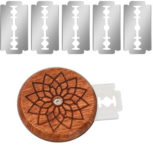 Utensile per Tagliare il Pane, Coltello da Panettiere con Lama di Rasoio, Coltello da Pasta in Legno, Coltello da Baguette 1 Set di Coltelli e 5 Lame, Taglialame per Pane, Coltello da Pasta (A)