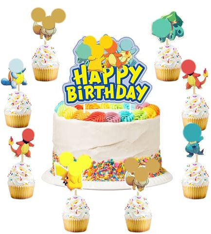 25 decorazioni per torte di compleanno per bambini, decorazione per torte, Happy Birthday, cupcake per ragazzi e ragazze