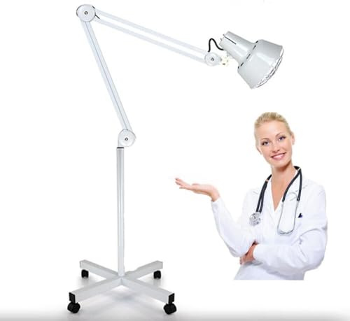 Fermoirper Lampada a infrarossi, 275 W, 220 V, a infrarossi, per la terapia di riscaldamento a luce rossa regolabile, con ruote