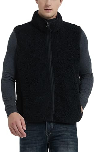 Liebeimmier Gilet thermique pour homme avec col montant et fermeture éclair intégrale en polaire imitation peau de mouton