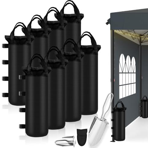 YUJUVI Gazebo Weights Sand Bags 8 Pack Filled Hold Oxford Wind Sandbags Weights for Gazebo Legs Grade Heavy Duty Double-Stitched Weights Bag Sandbags for Gazebo, Tent, Marquee, Carport