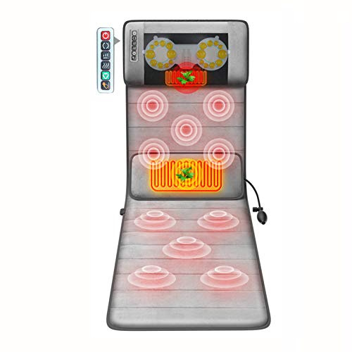 Colchonetas de masaje Comfier, colchón de masaje calefactado de cuerpo completo con 20 cabezales de masaje Shiatsu para cuello y espalda, relajación muscular lumbar, pantorrilla, espalda, cuello y ho