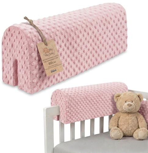 Totsy Baby Paracolpi lettino neonato antisoffoco 80 cm - Protezione schiuma per lettino fasciatoio e culla per i bordi del letto o della culla per bambini da 1 a 3 anni Rosa