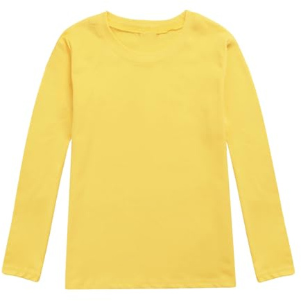 Camiseta con Corbata para Niña de Manga Larga con Estampados Sólidos, Tops con Lentejuelas, Camiseta Reversible para Niña 128, amarillo, 8-9 años