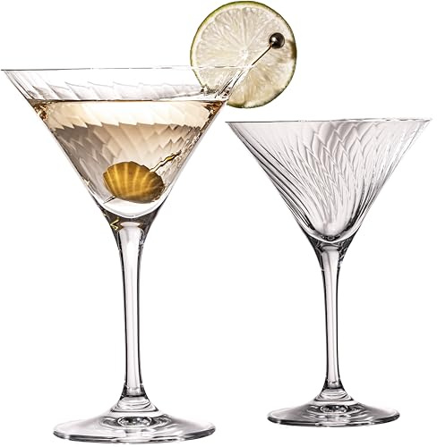 IMPERIAL Martiniglas set 2 stycken räfflade cocktailglas 215 ml av Crystalline glas London diskmaskinssäkra