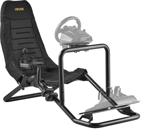 VEVOR Support de Volant de Course Cockpit de Simulateur de Conduite, Compatible avec Pédales Logitech G25, G27, G29, G920, G923, Thrustmaster T300RS, TX F458, T500RS, T3PA-PRO (F1/GT) et CSR, Noir