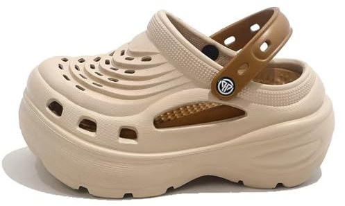 Sunporx Mode Plattform Träskor för kvinnor vadderade tjocka tjocka sulor Trädgård Mules Clog Bekväma Slip-on Skor Utomhus Casual Strandsandaler
