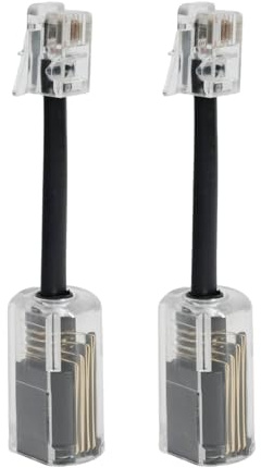 SEASJHBAY 2 pcs Desenredador Cable Teléfono RJ9 4P4C, Conector Anti-Enredos Giratorio 360°, Adaptador para Cable de Auricular Teléfono Fijo, Accesorio para Fax y Oficina