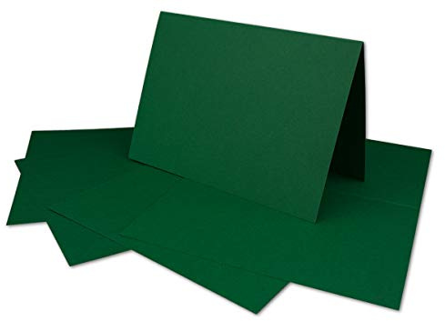 50 tarjetas plegables DIN A6, color verde oscuro, 14,8 x 21 cm, tarjetas plegables con 160 g/m², color verde oscuro