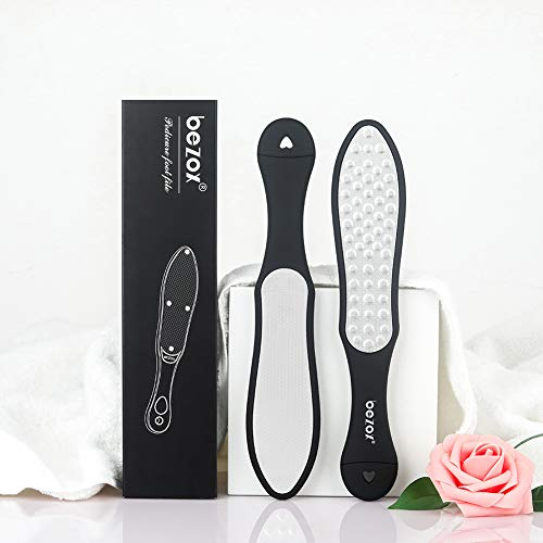 BEZOX 3in1 Raspa per Piedi Professionale, Mini raspa integrata, Lima Corneale Laser Doppia Faccia, Lima Calli Piedi, Acciaio Inossidabile Spazzola Piedi Esfoliante
