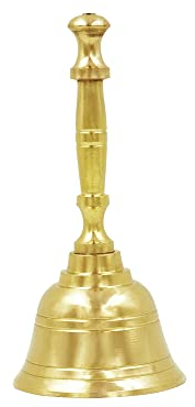 Shubhkart Handglocke aus massivem Messing, für Pooja, Hochzeit, Veranstaltungen, Dekoration, Lebensmittellinie, Alarm, Klingeln, Service-Glocke (mittelgroß)