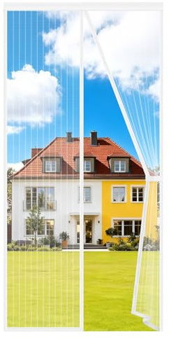 Auxmir Magnetiskt Myggnät Dörr, 100x210CM, Yggnätsgardiner för Dörrar Magnetiserat Självstängande Polyesternät Med Magneter för Skjutbara Balkonger Terrasser, Vit